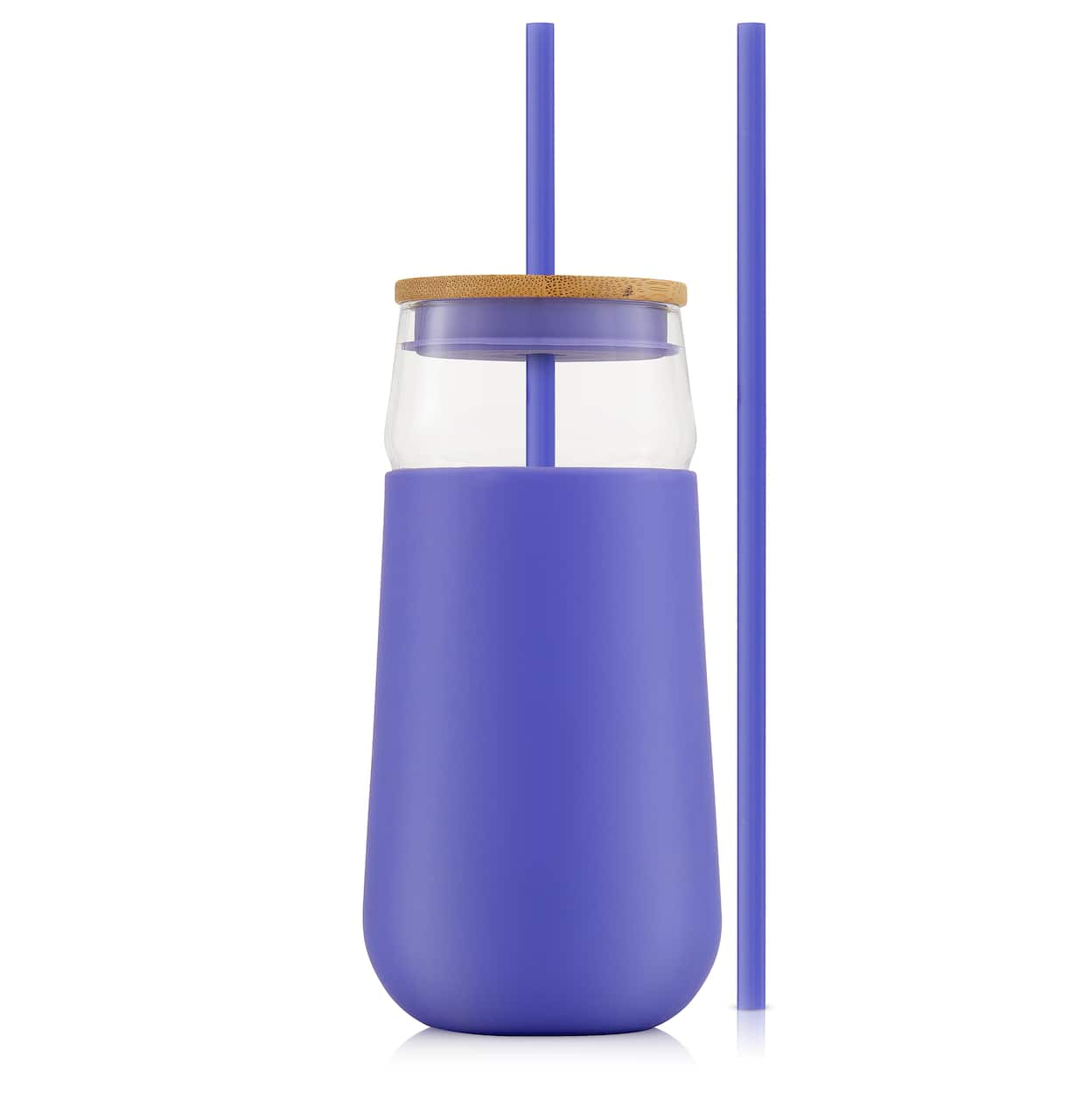 JoyJolt&#xAE; 20oz. Glass Tumbler with Straws &#x26; Silicone Sleeve